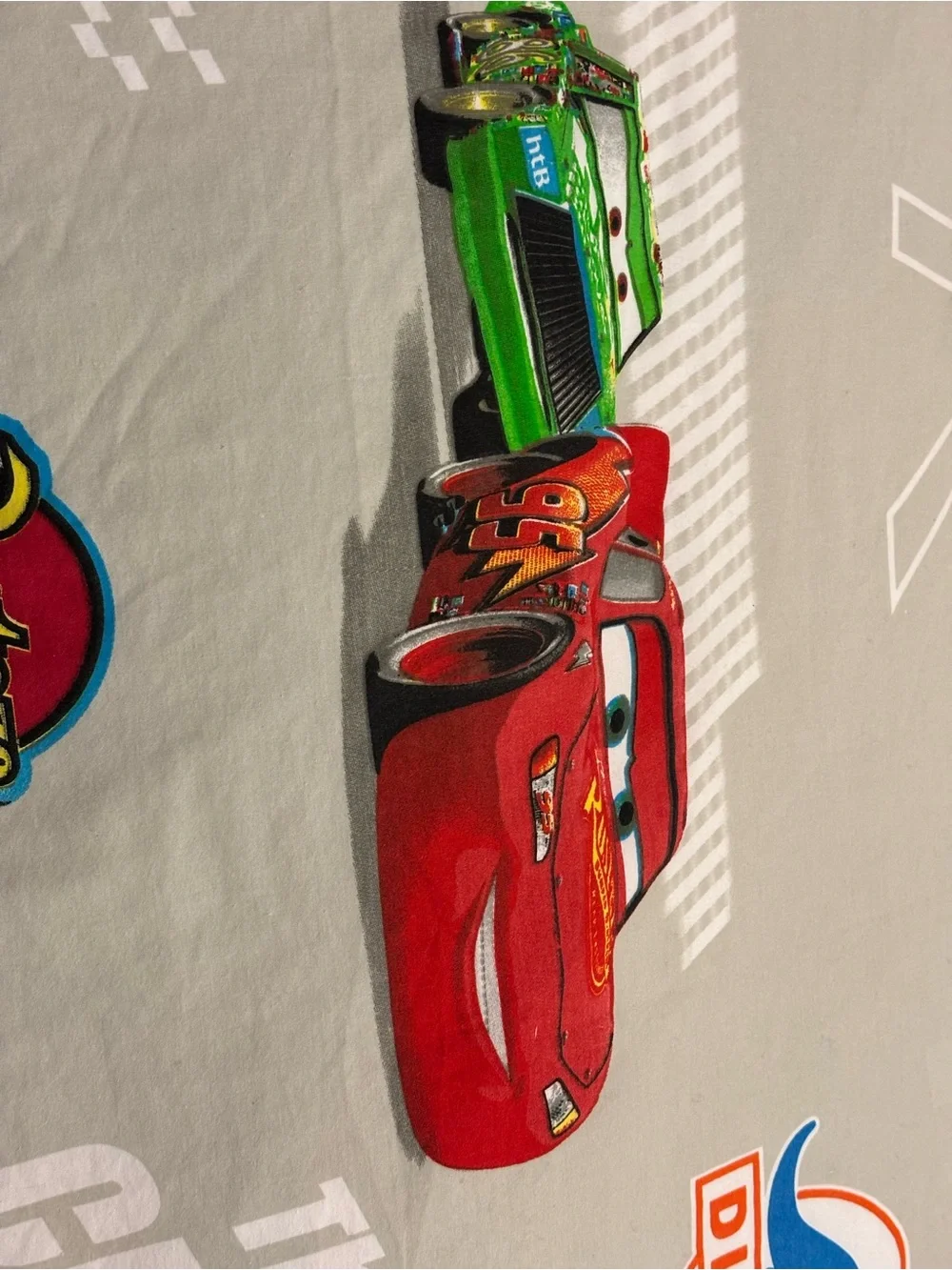 Disney Pixar The World of Cars Full Flat Sheet Light Gray Lightning McQueen